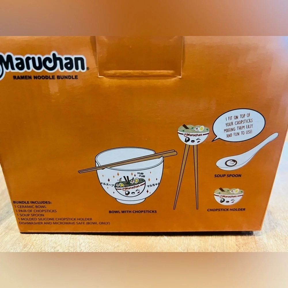 Maruchan Ramen Bowl Set includes BOWL , SPOON,CHOPSTICKS & CHOPSTICK HOLDER
